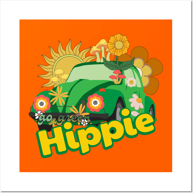 HAPPY HIPPIE LIFE STYLE COLORFUL HIPPIE CAR FLOWER POWER Wall Art by DAZu